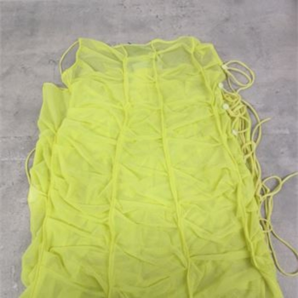 NWT FANCI Yellow Tanned Midi Ruched Dress. Small - Picture 5 of 6
